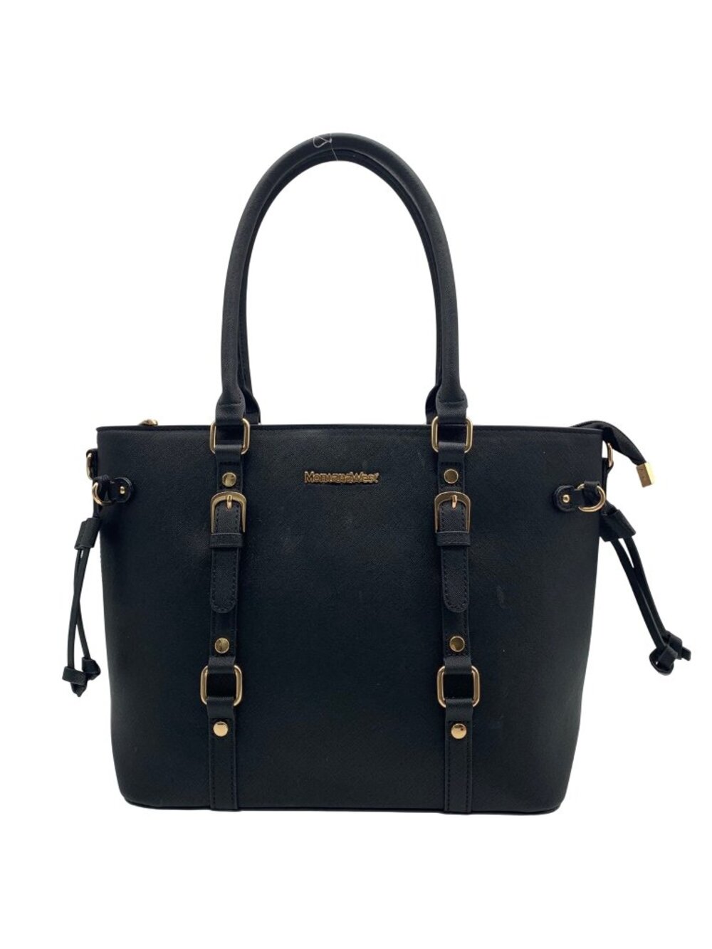 Montana West Black Saffiano Faux Leather Buckle Tote And Wallet
